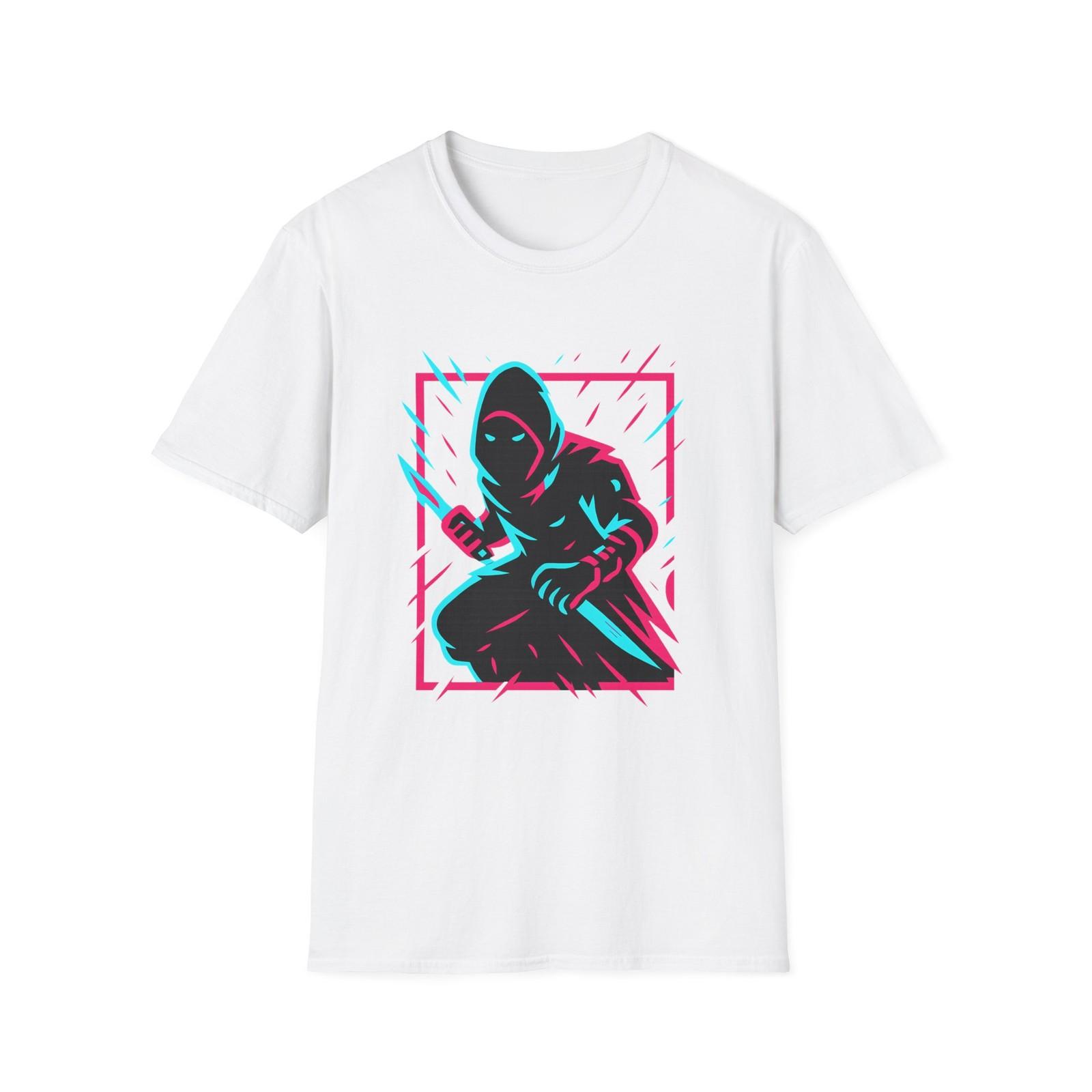 Unisex Softstyle T-Shirt Assassin Neon Cyberpunk Digital Glitch S