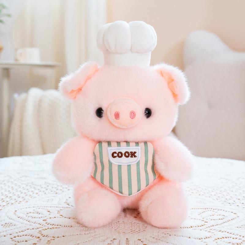 20/25cm Chef Cartoon Animal Plush Toy Stuffed Kawaii Bib Elephant Lamb Chick Elephant Penguin Pig Doll Companion Plushie Gift