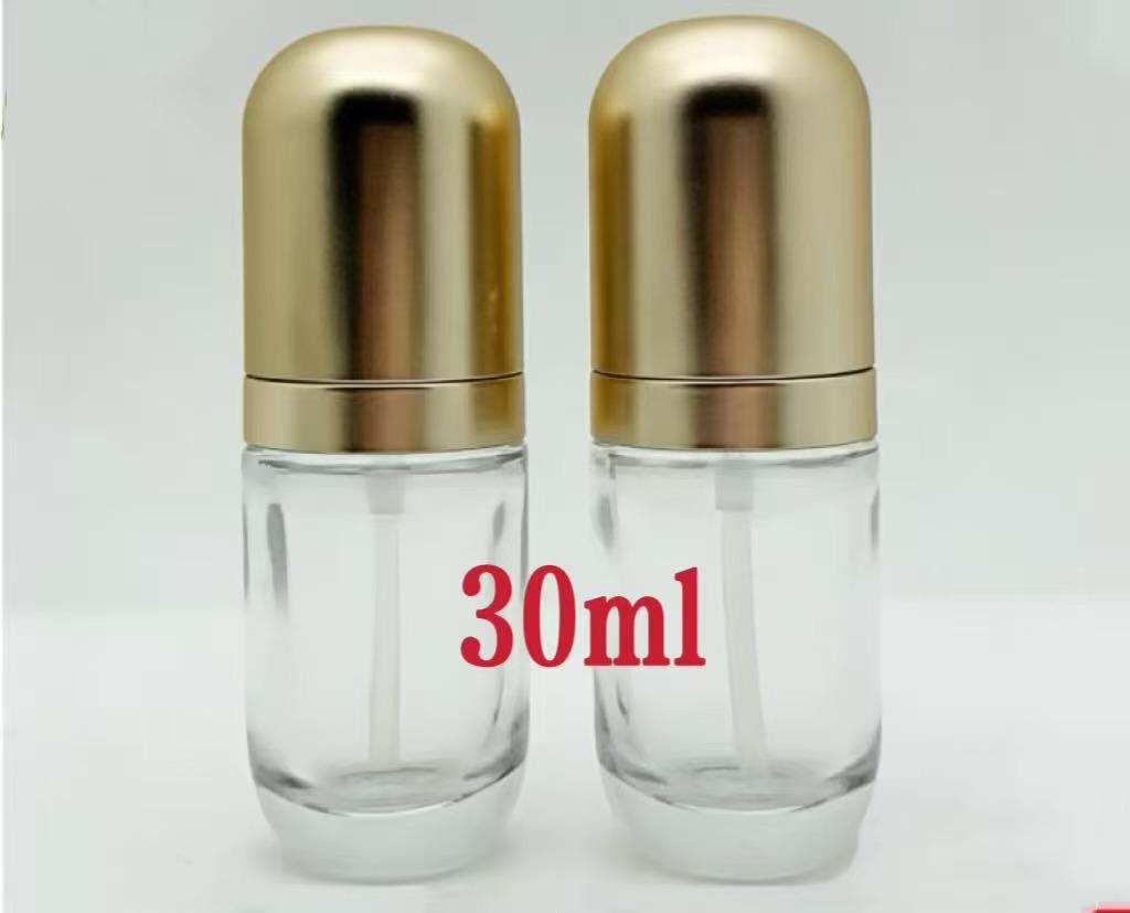 30ml Thick Bottom Foundation Glass Bottle with Electroplated Cap and Pump for Serum or Lotion