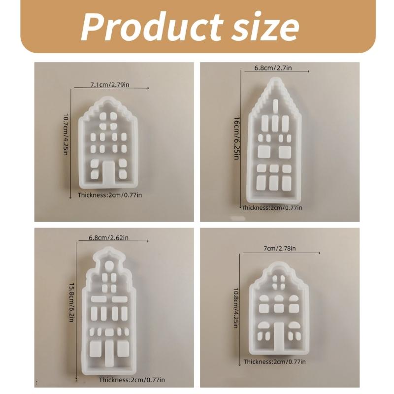 Plaster Canal House Figurines Mold Versatile Plaster Accessory Mould Set for Crafting Canal House Display Ornaments