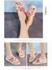 Korean Style Women's Summer Parent-Child Flower Wedge Flip-Flops: Non-Slip Thick Sole Beach Sandals for Outdoor Wear