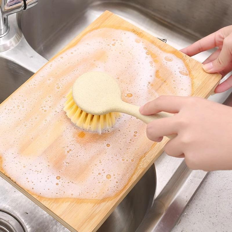 Multi-functional Wooden Handle Kitchen Cleaning Pot Brush Oil-free Long-handled Dishwashing Brush Soft Brush