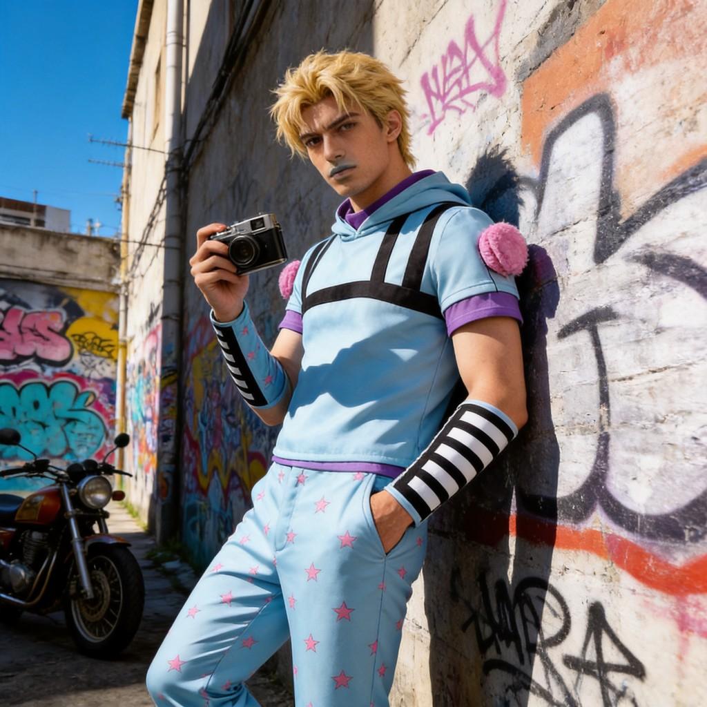 Traje de Cosplay de Johnny Joestar de Jojo's Bizarre Adventure Para Eventos de Anime Comic Con