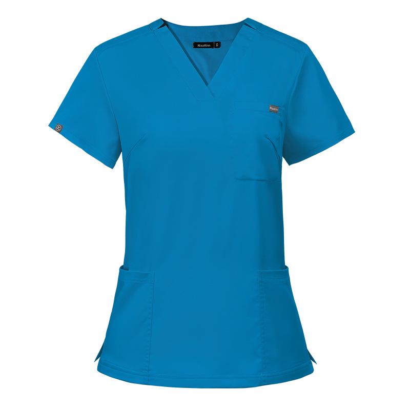 Elastisches V-Ausschnitt Kurzarm Schwesternuniform-Set für Damen - Chirurgischer Schlupfanzug auf Lager