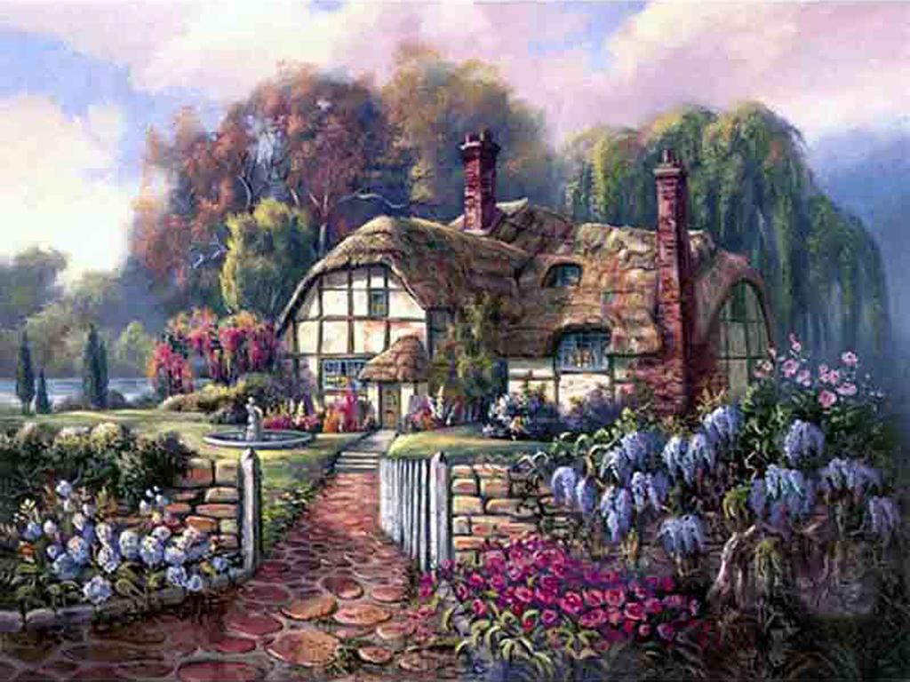 Diy Diamond Embroidery 5D Landscape Forest Hut Cross Stitch Riverside Path Round Diamond Painting Mosaic New Year Gift