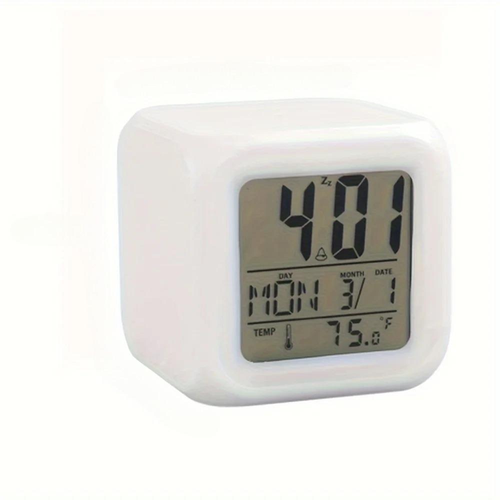 Colorful Cube Alarm Clock - Creative Luminous Home Alarm Clock белый
