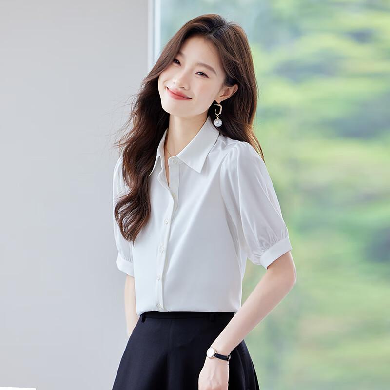 Women's French Style Short Sleeve Chiffon Blouse