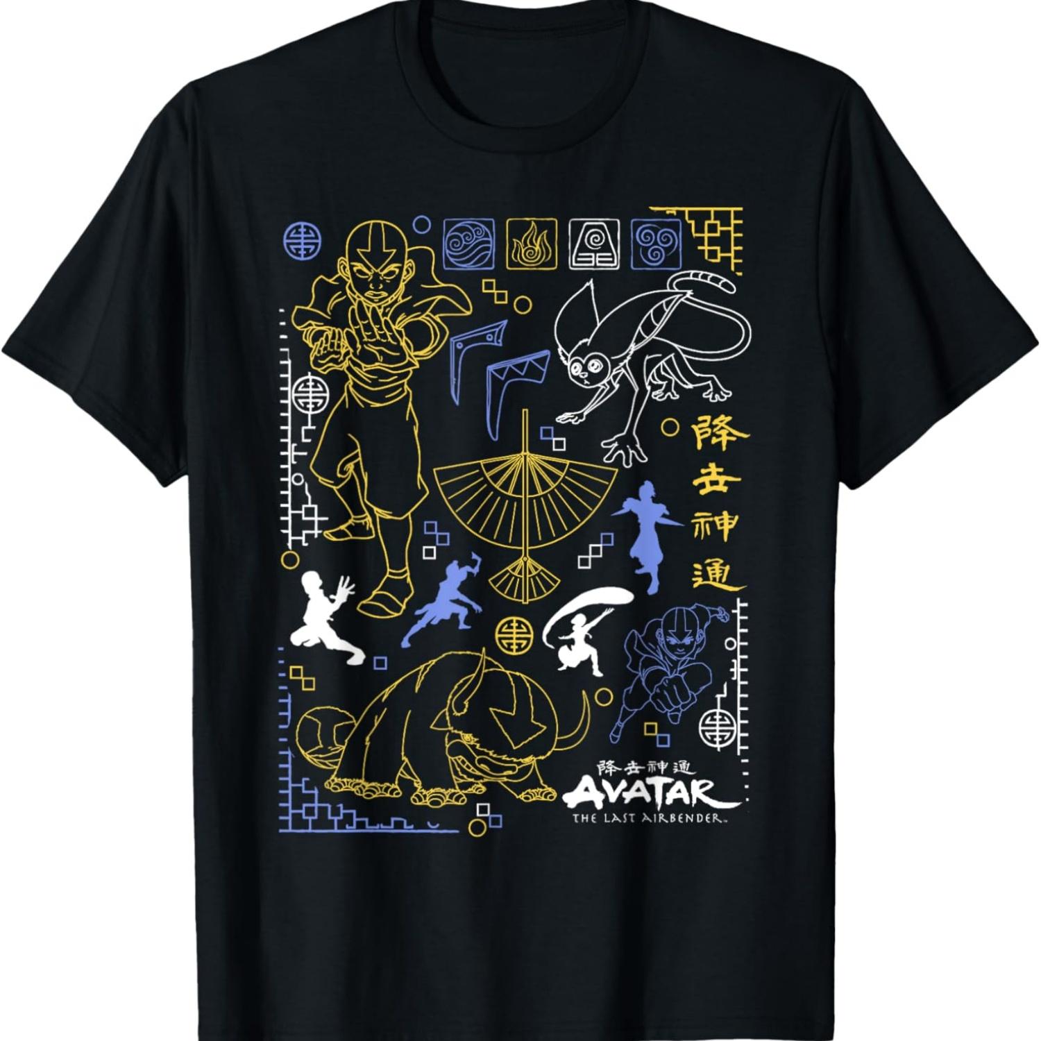 

Футболка с линейным рисунком персонажей Аватар: Легенда об Аанге XXXXXL чёрный