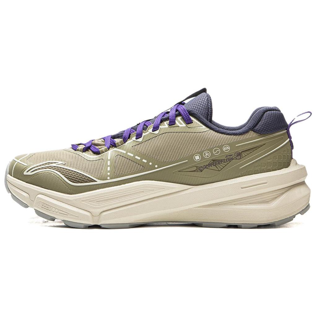 Li Ning Outdoor CF Trail TPU Sports Fashion Shock Absorption Support Rebound Grip Low-Top Hiking Shoes Unisex hiking shoes Sandalwood-Green AHTV027-8