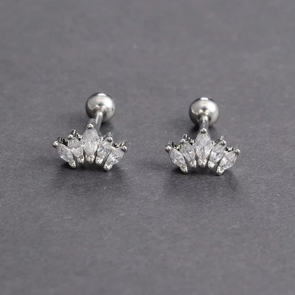 Módní nerezové ocelové zirkonové řetízkové kruhové náušnice pro ženy, piercing do srdce Helix Tragus, svatební šperky