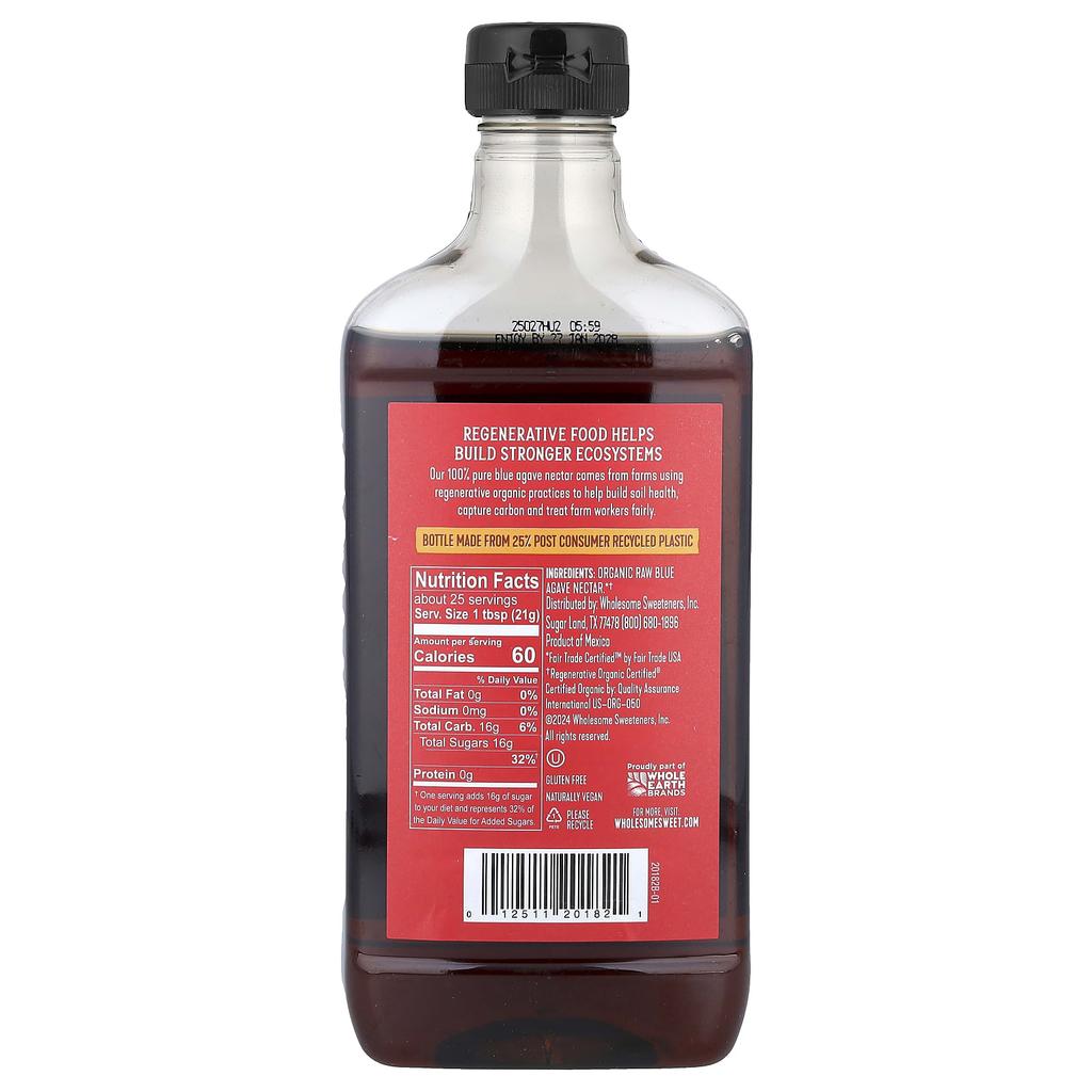 Wholesome Sweeteners, Organic Raw Blue Agave Nectar, 18.5 oz (525 g)