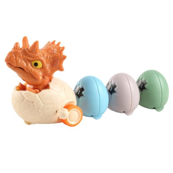 Wind-up Dinosaur Egg Toy Movable Mouth Clockwork Dino Toy with 3 Magnetic Eggs Toddlers Inertial Drive Cartoon Dinosaur Car Toy