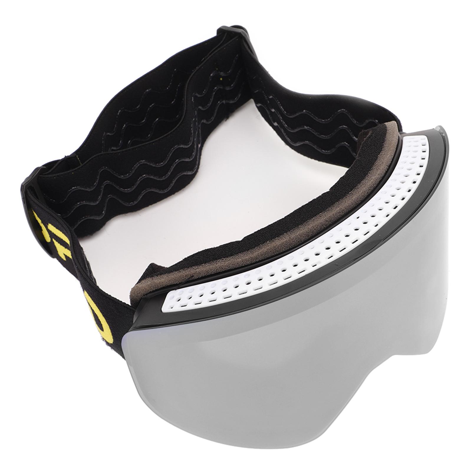 

Ski Goggles with Magnetic Lens Anti Fog UV Protection Snowboard Goggles Outdoor OTG Snow Goggles Black Frame Silver Lens