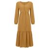 Women's Button Down Cotton Linen Vintage Casual Long Sleeve Dress