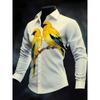 New men's casual shirt long sleeved slim fit 3D bird print shirt fashionable casual men's pattern top
