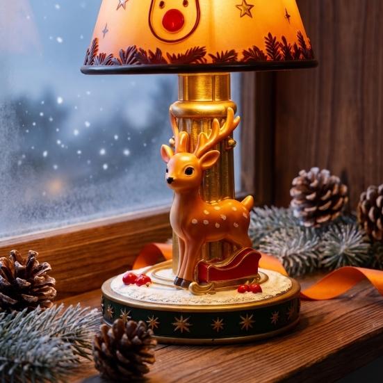 Bedroom Holiday Decor Christmas Lighted Table Lamp, Santa Claus Reindeer Garden Balcony Ornaments Desktop Ornament for Living Room Indoor Home