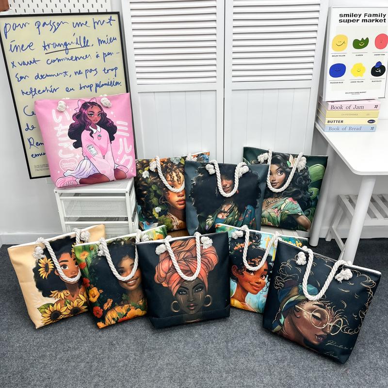 Tote Bag Portable Shopping Bag Women's Thick Rope Large-capacity Beach Bag