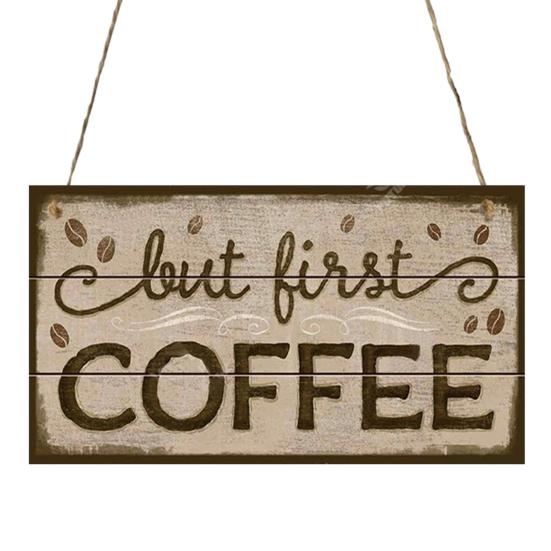 Front Door Sign Smooth Edge Exquisite Pattern Lanyard Design Burr Free Not Easily Deformed Coffee Bar Hanging
