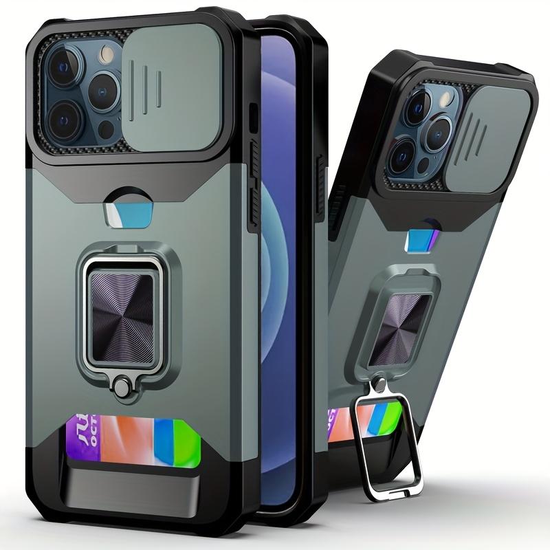 

Ударопрочный тяжелый жесткий чехол с металлической подставкой и слотом для карт для iPhone 16 Pro Max 15 Pro Max 14 Pro Max iPhone 11 Pro Max зелёный