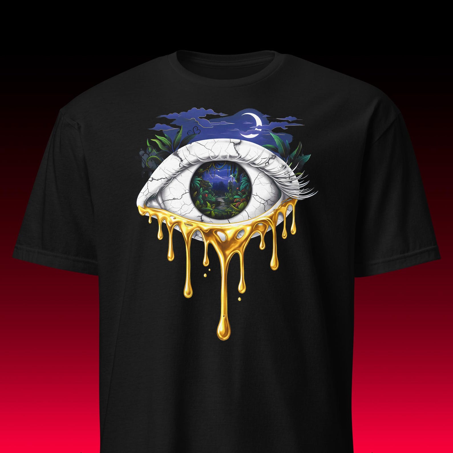 Surreal Eye | Gold Drip Aesthetic | Psychedelic & Dreamcore Tee S