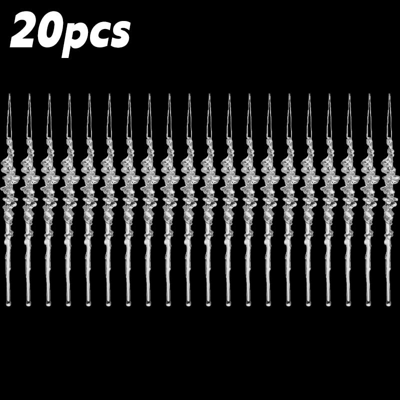 Transparent Christmas Tree Drop Ornament Acrylic Icicle Ornament Pendant Snow Ice Spike Cone Threaded Festival Party Decorations