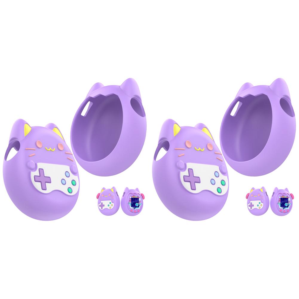 2Pcs Silicone Case for Tamagotchi Paradise Liquid Silicone Game Console Soft Shell with Finger Lanyard Non-Slip Protective Cover