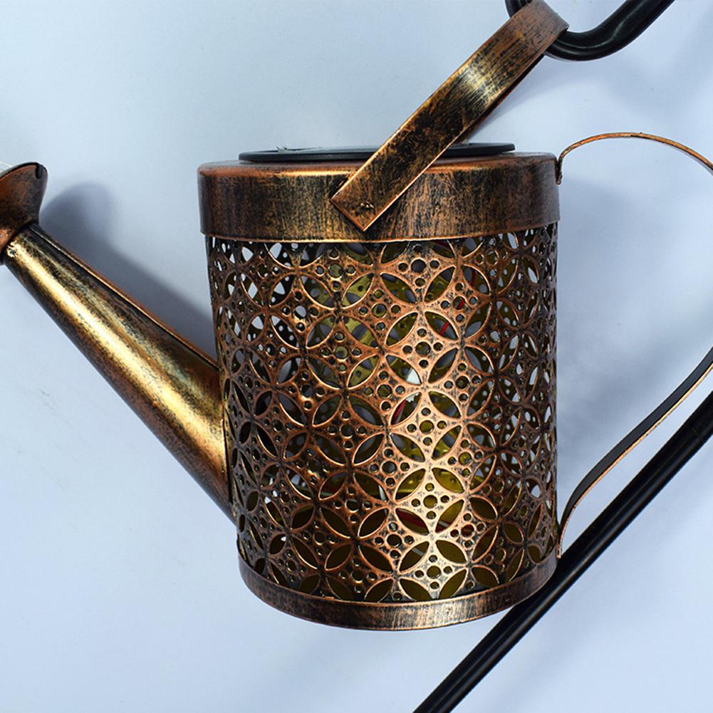 Solar-Sterne für den Außenbereich, Gartenkunst, Licht, Gartengießkanne, String, ausgehöhlte Eisendusche, LED-Leuchten, Lampe, Hausgarten-Dekoration