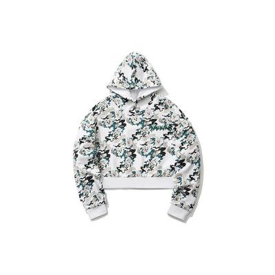 Li Ning X OG Slick Collaboration Casual Loose Printed Pullover Long Sleeve Sweatshirt Women Sweatshirt White AWDR238-1