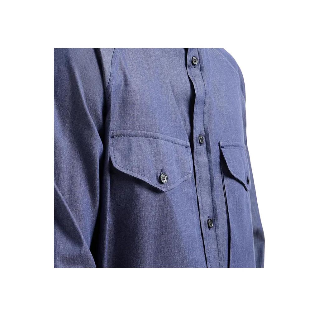 Emporio Armani Solid Color Chest Pocket Single-Breasted Long Sleeve Shirt Men shirts Blue 3D1CP1-1DAAZ-10941