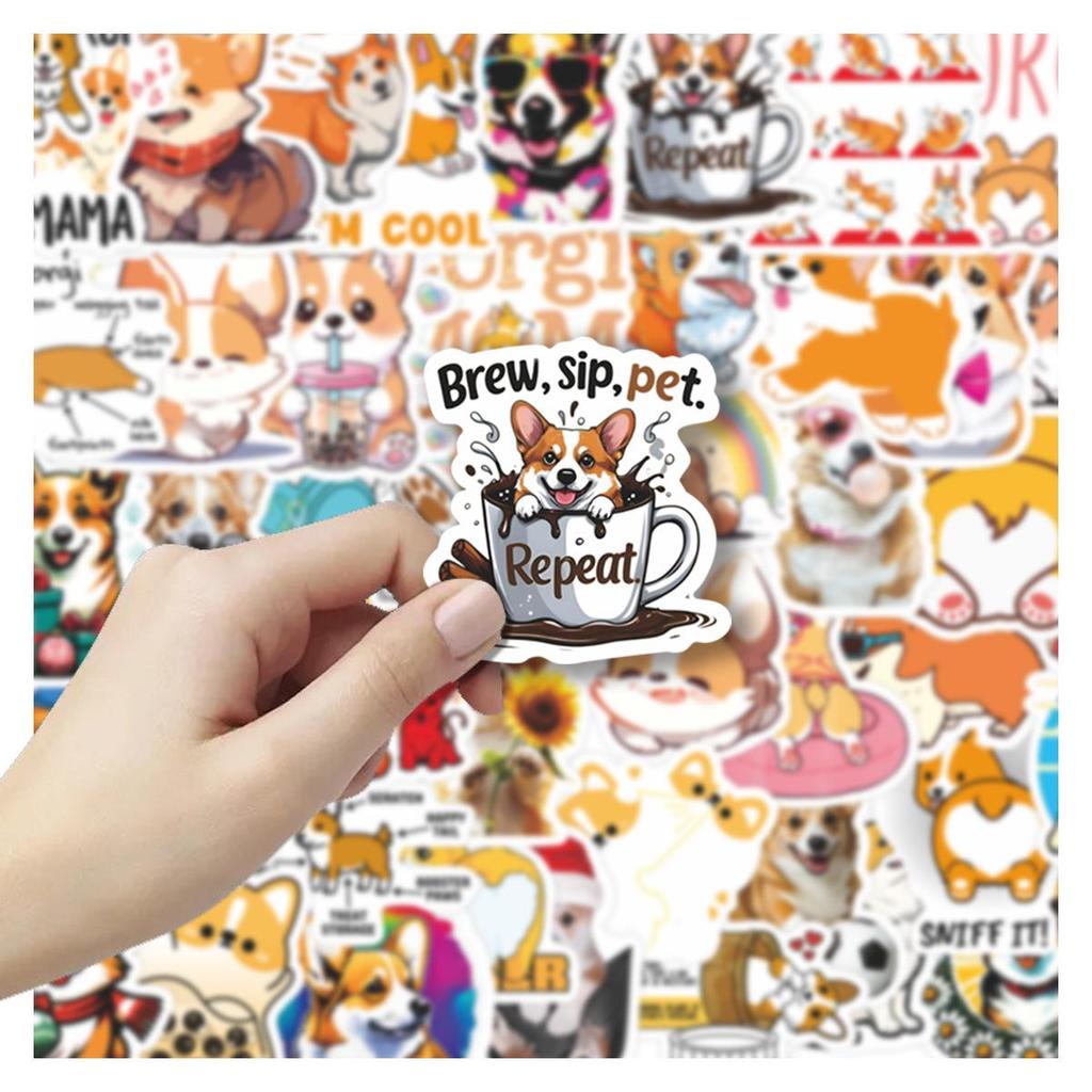 Corgi Cartoon Graffiti Stickers: 50 Waterproof Designs for Decorating Phone Cases or Water Cups