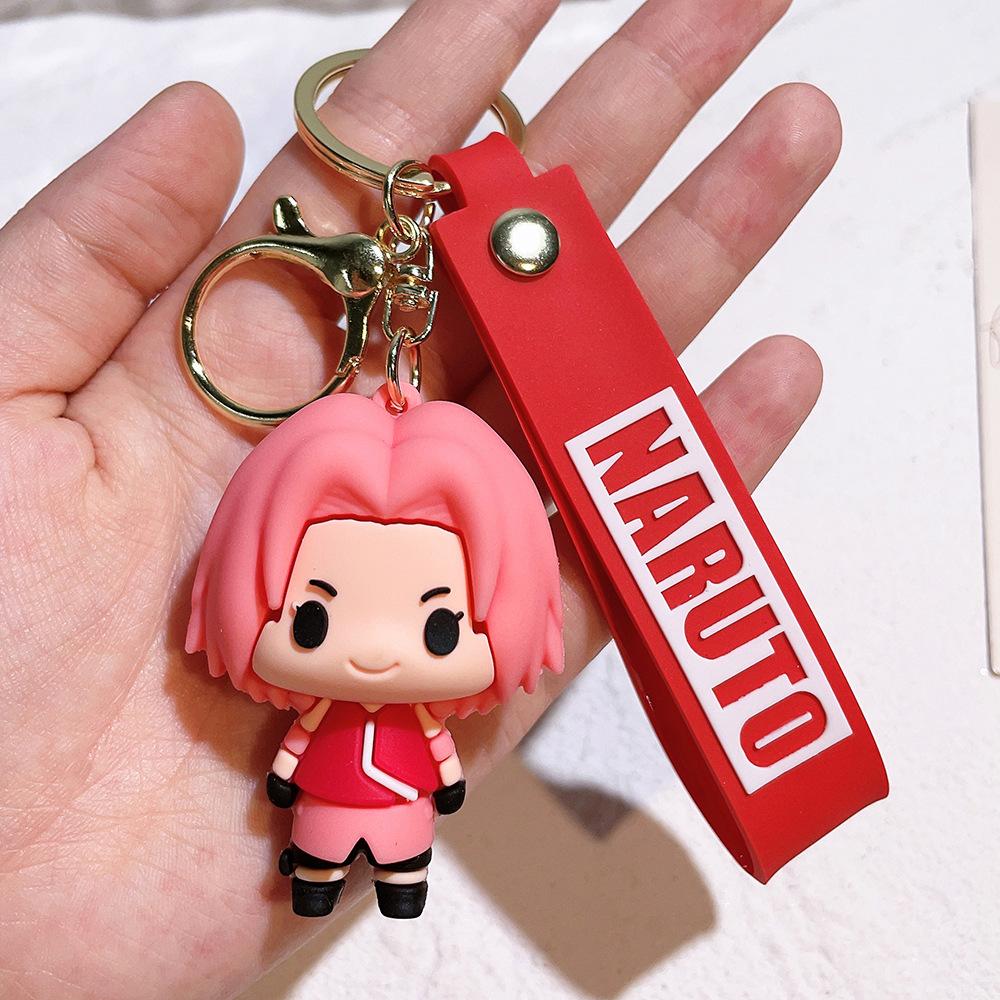 Cartoon PVC Naruto Anime Peripheral Toy Doll Keychain Naruto Silicone Figure Car Key Chain Christmas, Halloween Gift