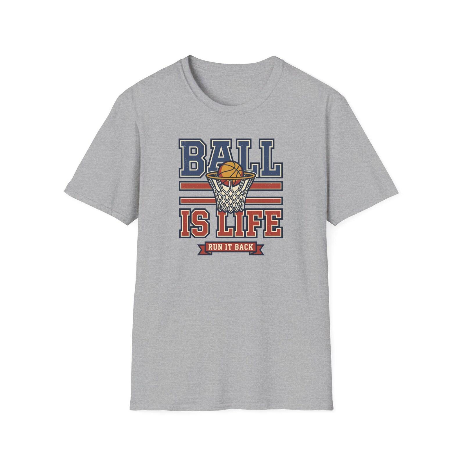 Basketball Graphic Tee | Ball Is Life Retro Hoop Shirt | Basketball Lover Gift | Unisex Sports Tee S