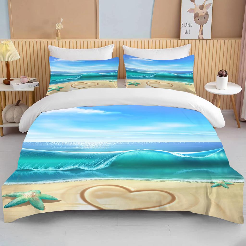 Ocean Povlečení Sada Pobřeží Pláž Povlečení Sada Modrá Hvězdice Sada do Postele Děti Teen Skořápka Domácí Textil Letní Přehoz Prošívaná Přikrývka