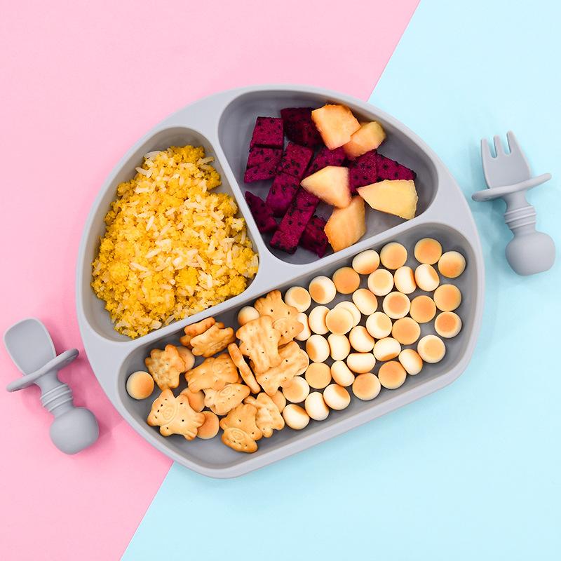 Baby Einteilige Silikon Saugbecher Schüssel Kinder Essen Trennteller Anti-Tropf und Bruchfest Adsorptionsgeschirr