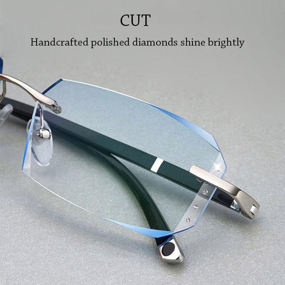 New Anti Blue Light Business Reading Glasses Rectangular Cut Edge Rimless Presbyopic Eyeglasses for Women   Reader Eyewear