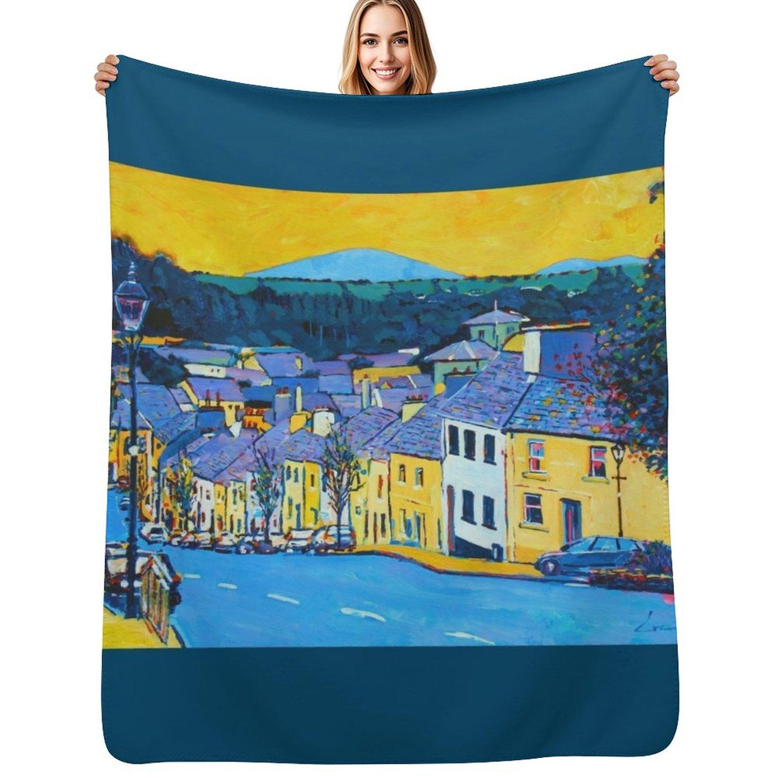 Westport High Street, County Mayo, Ireland Throw Blanket Fade Resistant Durable Throw Blanket Size: 75*100cm, Weight: 230 GSM
