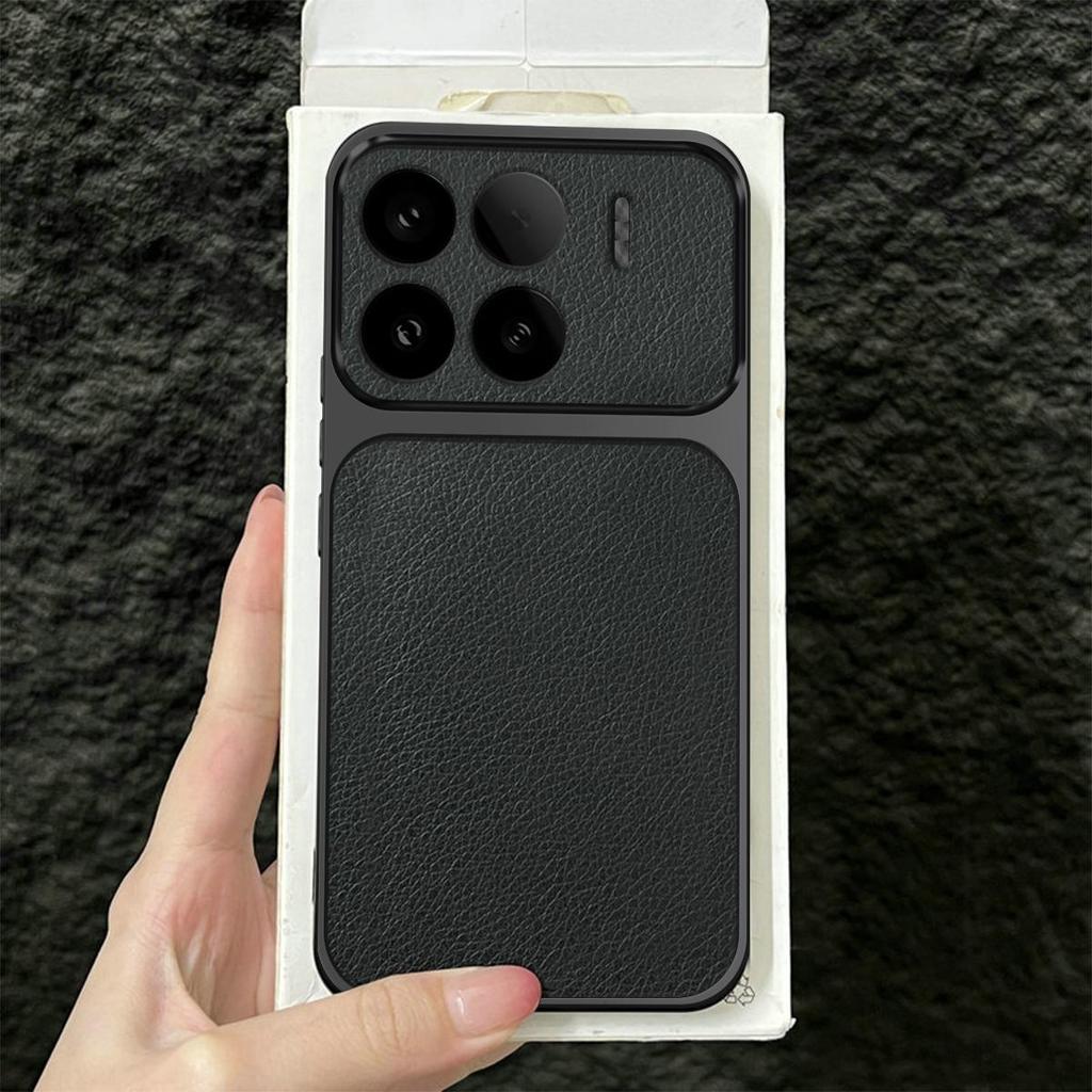 Premium Executive Leather Case for Xiaomi 15T Pro 15 Large Window Lens Protector Cover