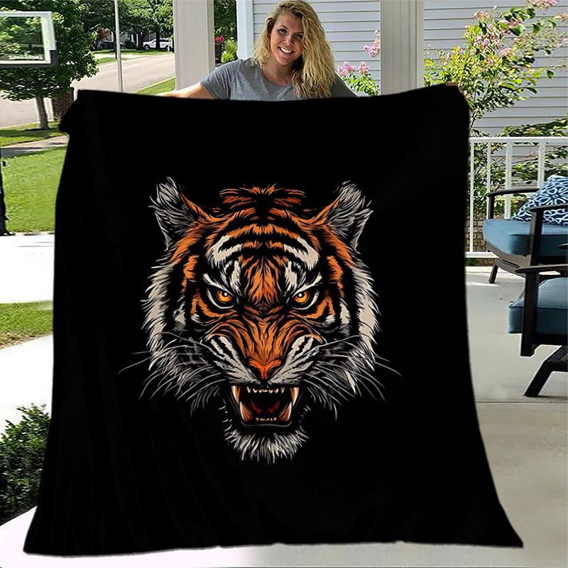 1pc Roaring Tiger Themed Blanket Cute Design for Room Decor, Soft Throw Blanket Perfect .K079