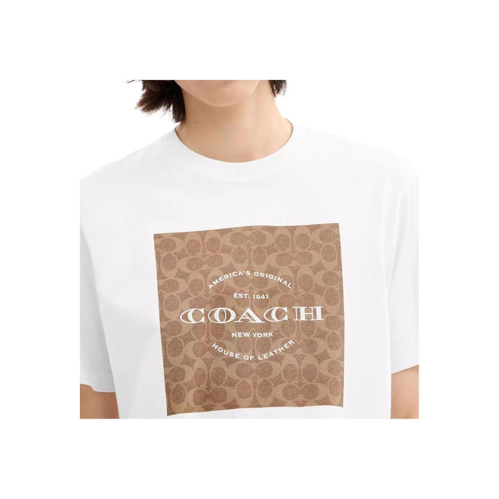 Coach Organic Cotton Iconic Square Neck Short Sleeve T-Shirt Men Tops CCC17-WHT