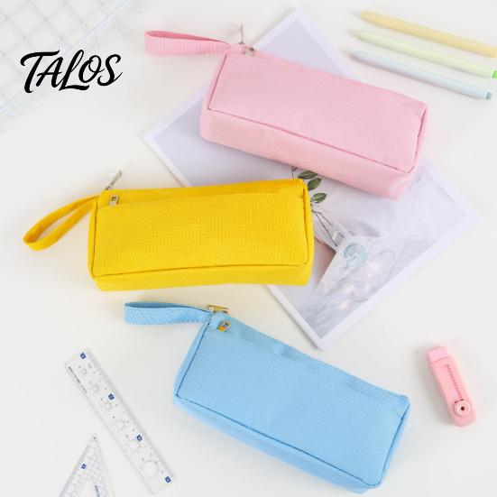 Practical Pen Storage for Classroom Pencil Case with Zipper And Handle, Durable Oxford Solid Color Minimalist Cloth Organizer, Portable Lightweight