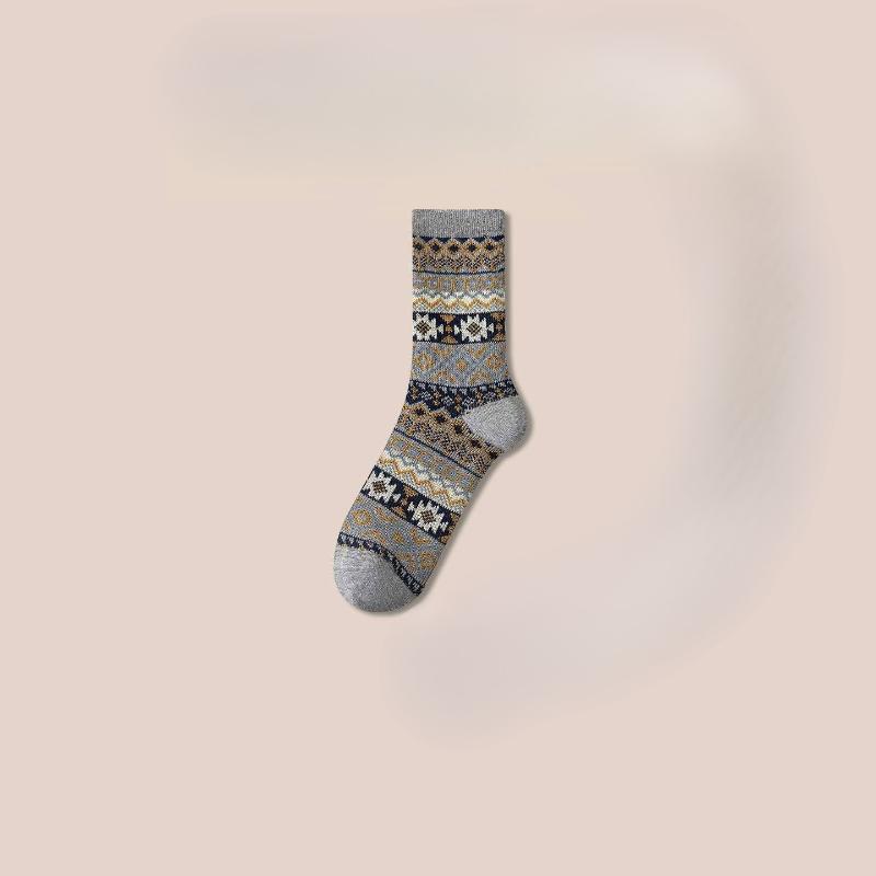 

Носки в этническом стиле для женщин на осень и зиму: Утепленные гольфы выше колена, Модные носки, Носки с отворотом 1 pair