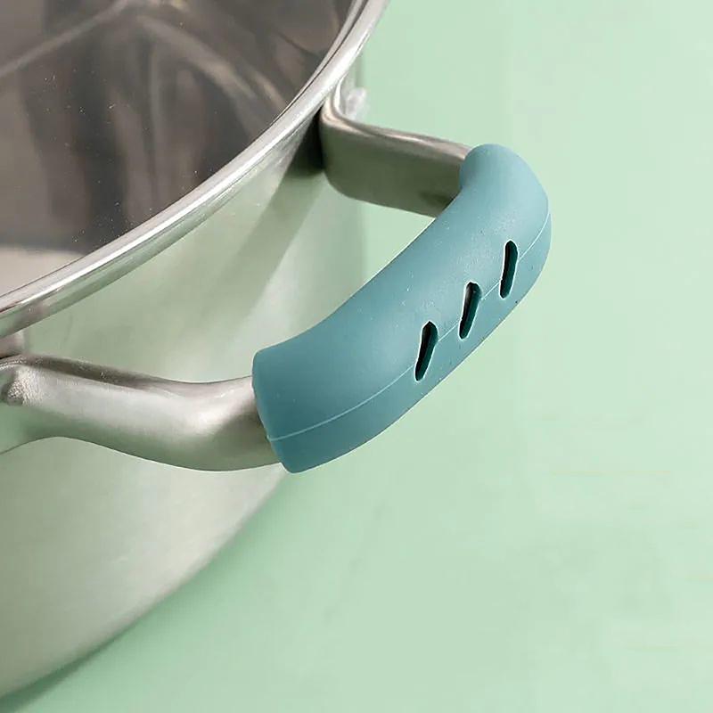 2Pcs Silicone Pan Handle Heat Insulation Covers / Pot Ear Clip Steamer Casserole Handle Holder Non-Slip Kitchen Tool