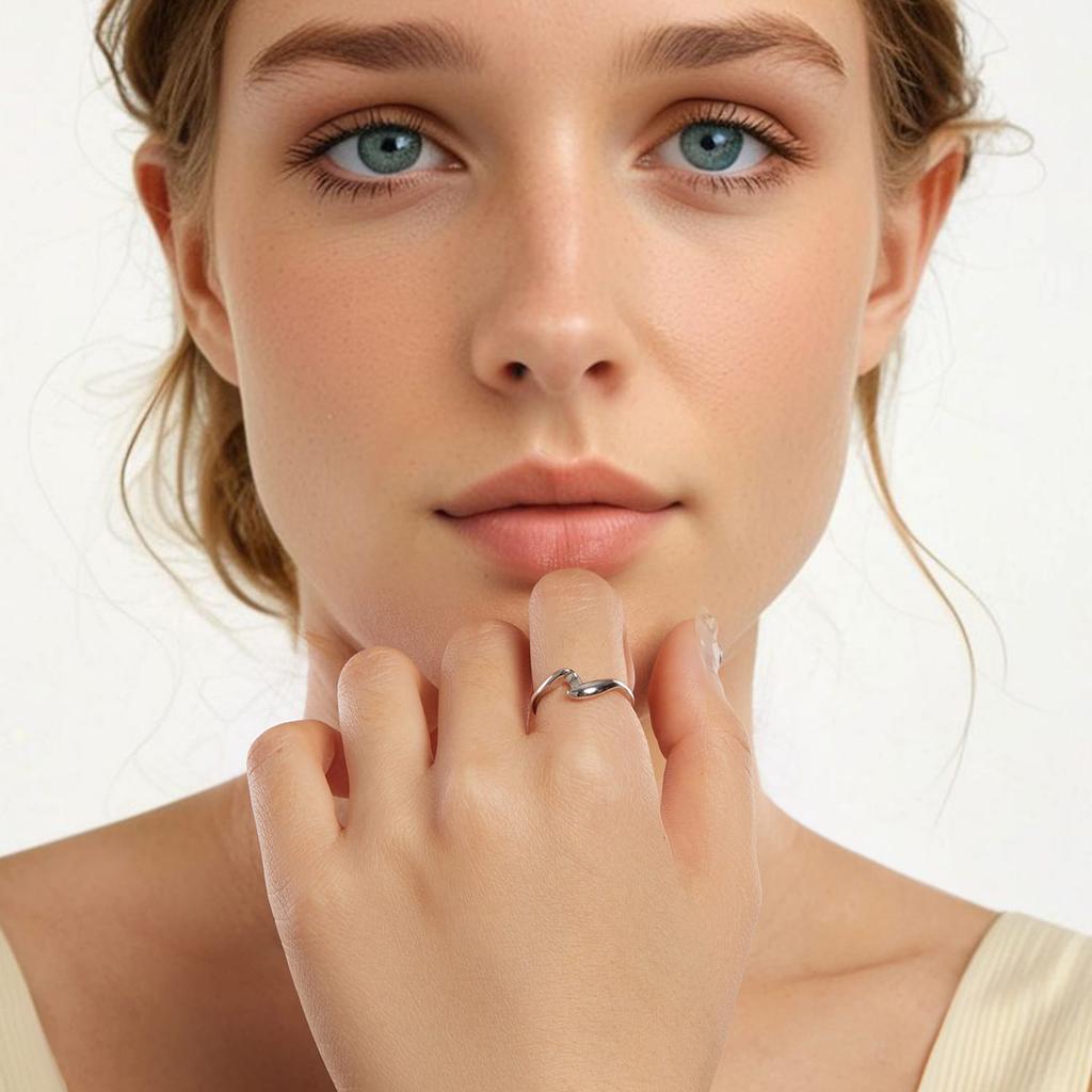 Silver universal ring in the shape of waves, silver 925