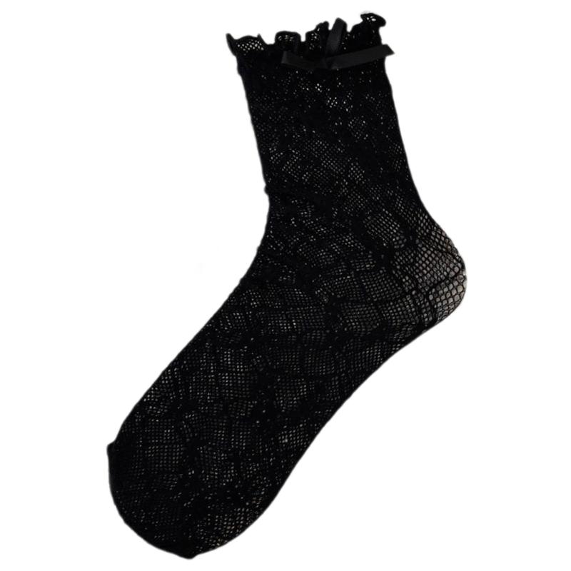 Womens Calf Socks, Sweet Girl Lace Ruffle Knee Socks Fashion Ladies Girl Princess Mesh Socks Campus Stockings 1 чёрный