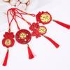 Wood Spring Festival Bonsai Pendant Laser Engraved Blessing Word Lunar New Year Hanging Ornament Red Hollow Car Pendant Bag