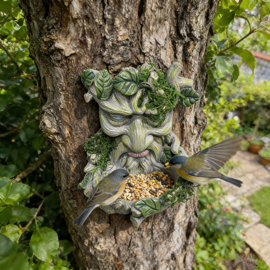V-Baumdämon-Form Vogelhäuschen, Harz-Außen-Gartenanhänger, Gartengestaltung Dekoration