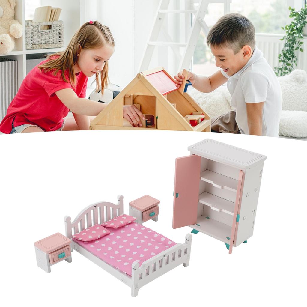 Children Simulation Miniature Dollhouse Bedroom Scene Small Furniture Home Role Playing Educational 