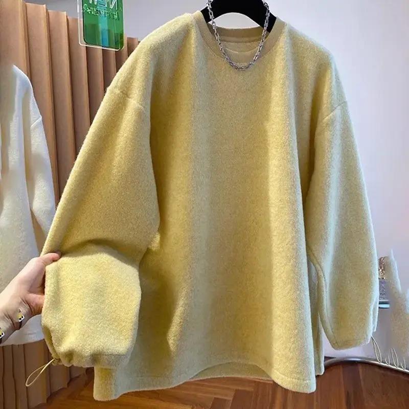 Sweatshirt for Women Oversize Fleece Thickened Loose Round Neck Casual Pullover Long Sleeve Winter Sweatshirt Top