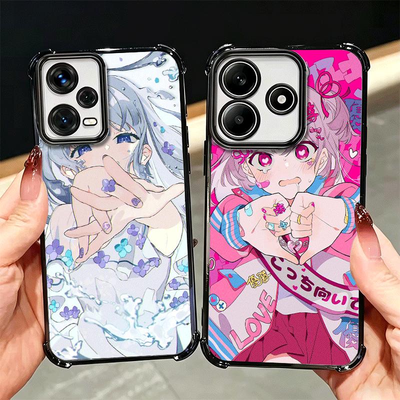 Anime Kwaii Mädchen Ins Stil Galvanisiert Handyhülle Für Xiaomi Redmi Note 14 15 Pro Plus 13 12 11 11S 11T 10 9S 9 5G Anti-Fall Airbag