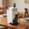 Roll Organizer Cartoon 2D Flat Cat Tissue Holder Sturdy Wooden Base Vertical Napkin Holder Decorative Kitchen Paper Rack Parties